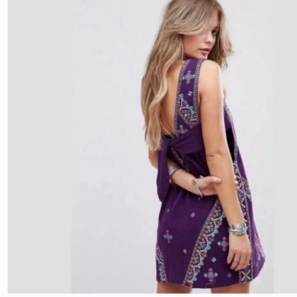 Free People Never Been Boho Embroidered Mini Dress M Gone Tomorrow - Picture 2 of 6